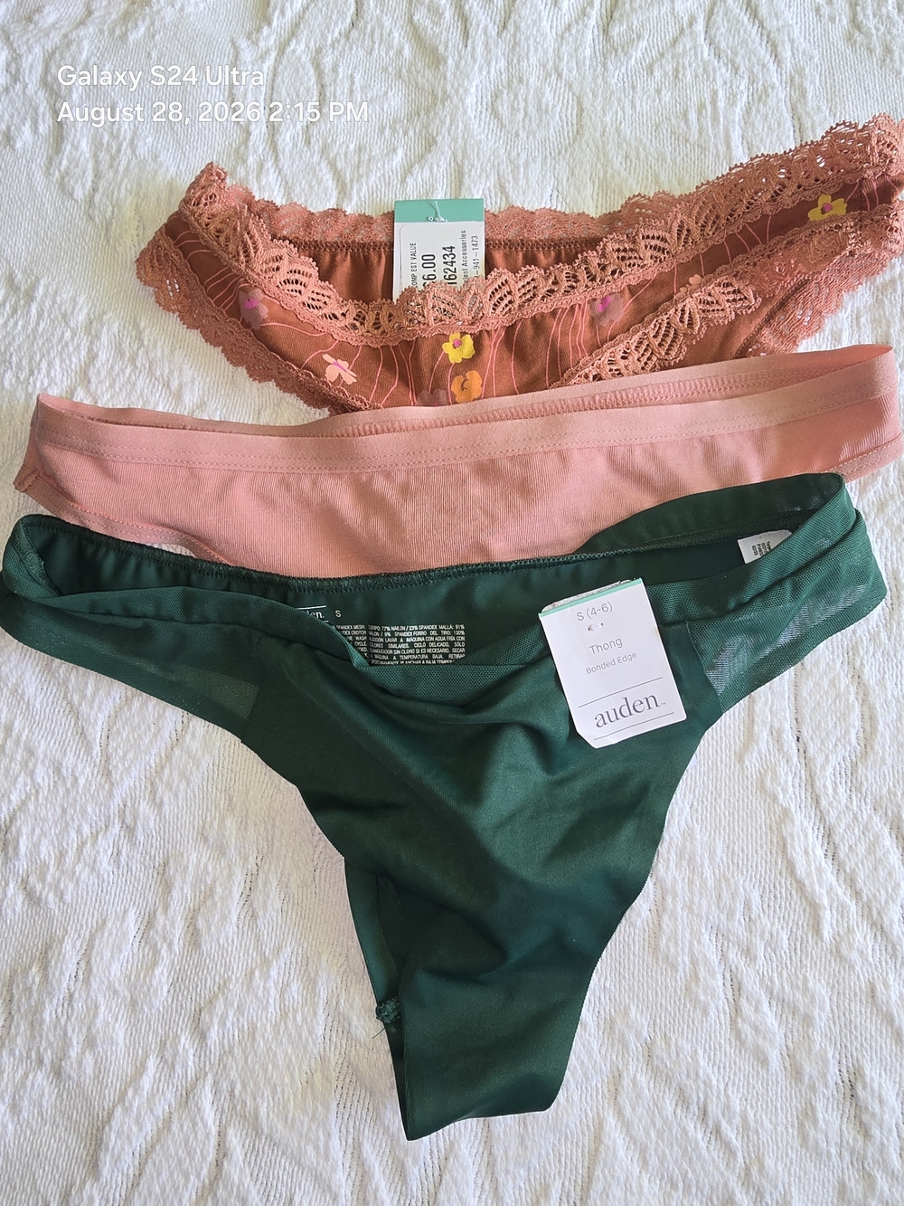 Auden Green Bonded Edge Thong Bundle - S (4-6)